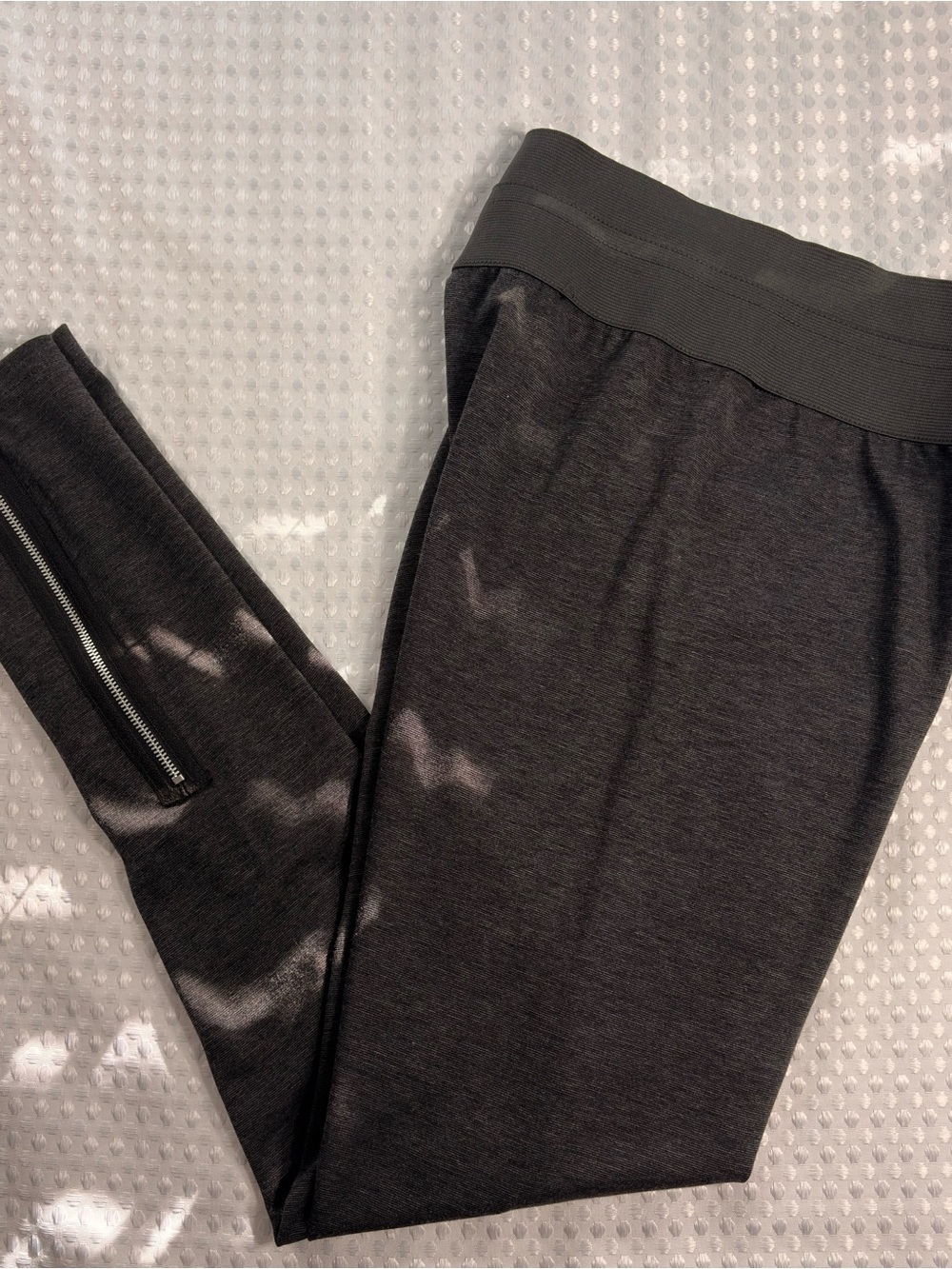 Milano Women's Med Charcoal Heather Leggings Ankle Zip Ponte Pull On Pants NWT